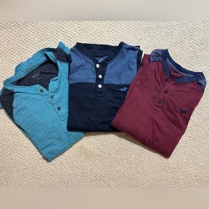 3 Pack Hollister Long Sleeve Henleys (S)
